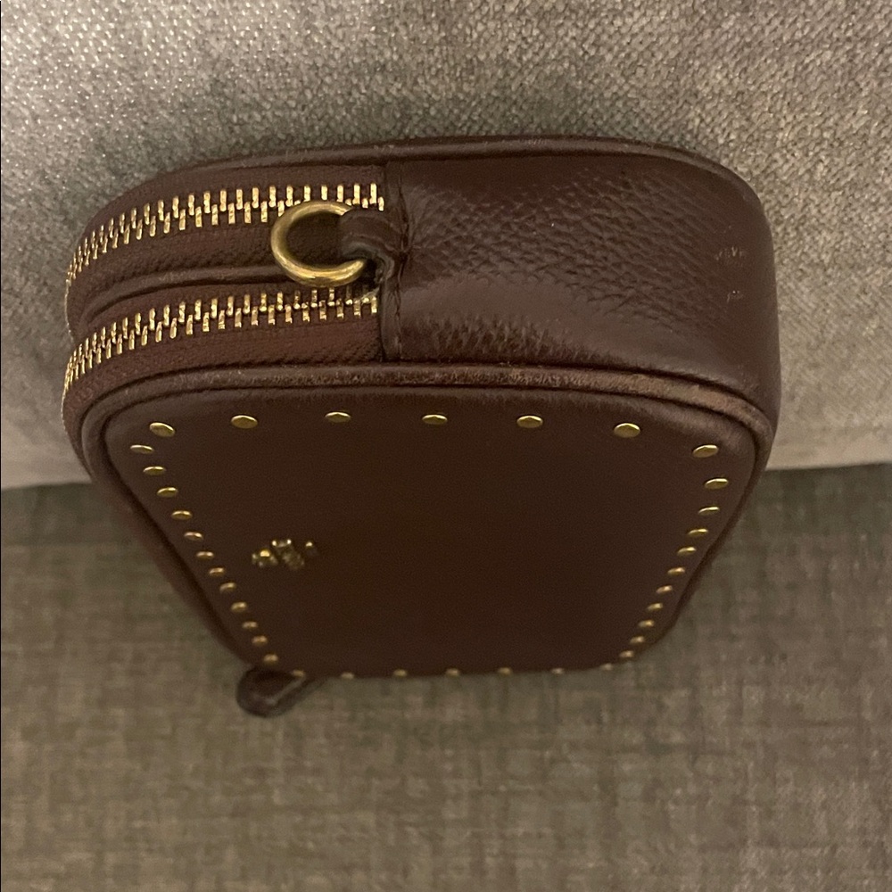Coach Maple(dark brown) Sadie Pebbled Leather Crossbody with Gold Rivets - Picture 9 of 16